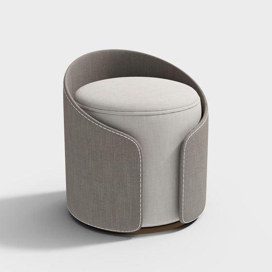 Modern Italian-Style Low Stool 3D Model in Beige
