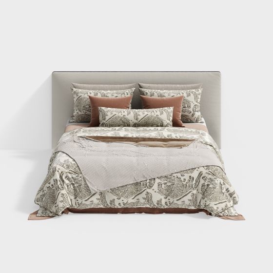 Elegant Low-Poly Bed 3D model for Modern Interiors