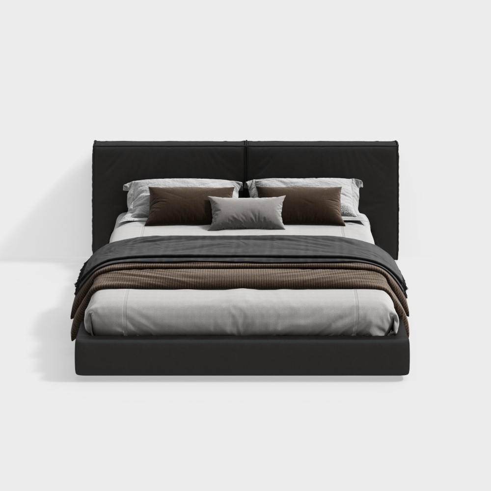 Elegant Minimalist Bed 3D model for Modern Interiors