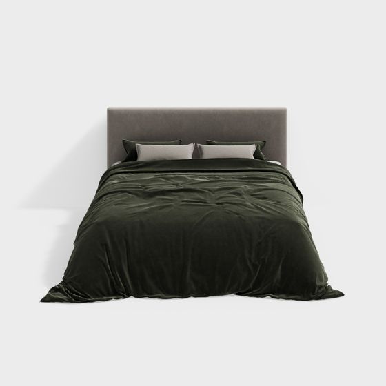 Elegant Low-Polygon Bed 3D model for Modern Interiors