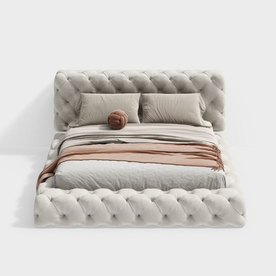 Tufted Comfort 3D model Bed Design