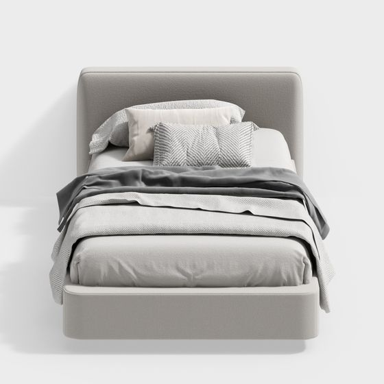 Elegant Low-Poly Bed 3D model for Modern Interiors