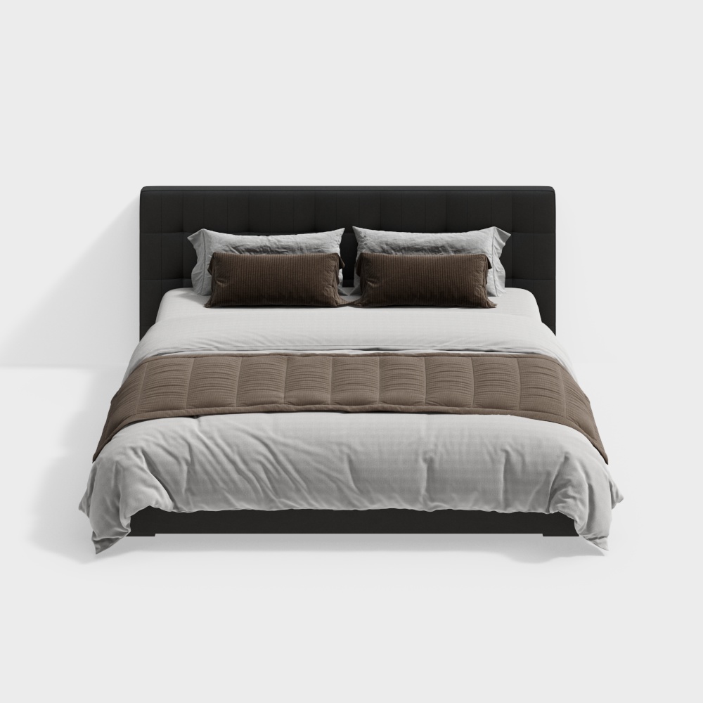 Elegant Low-Poly Bed 3D Model for Modern Design