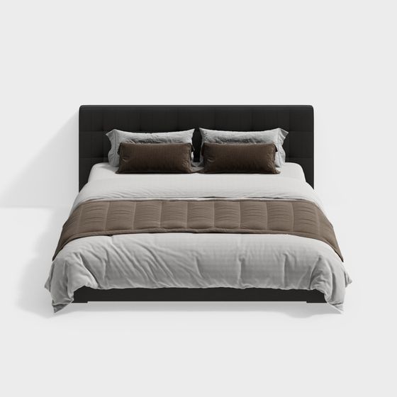 Italian Double Bed 3D Model in Black