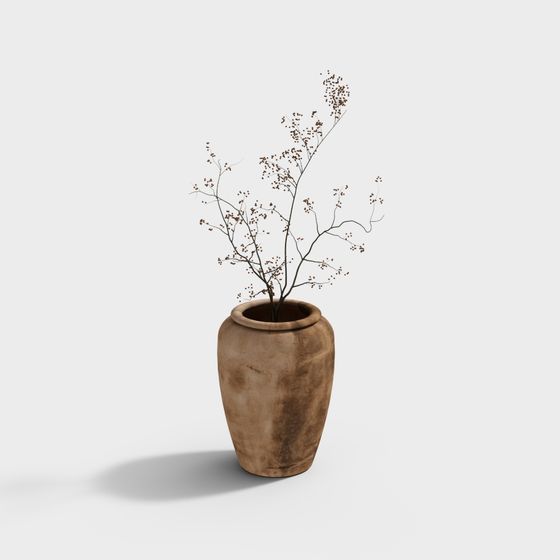 Storytelling Pot with Twigs 3D model