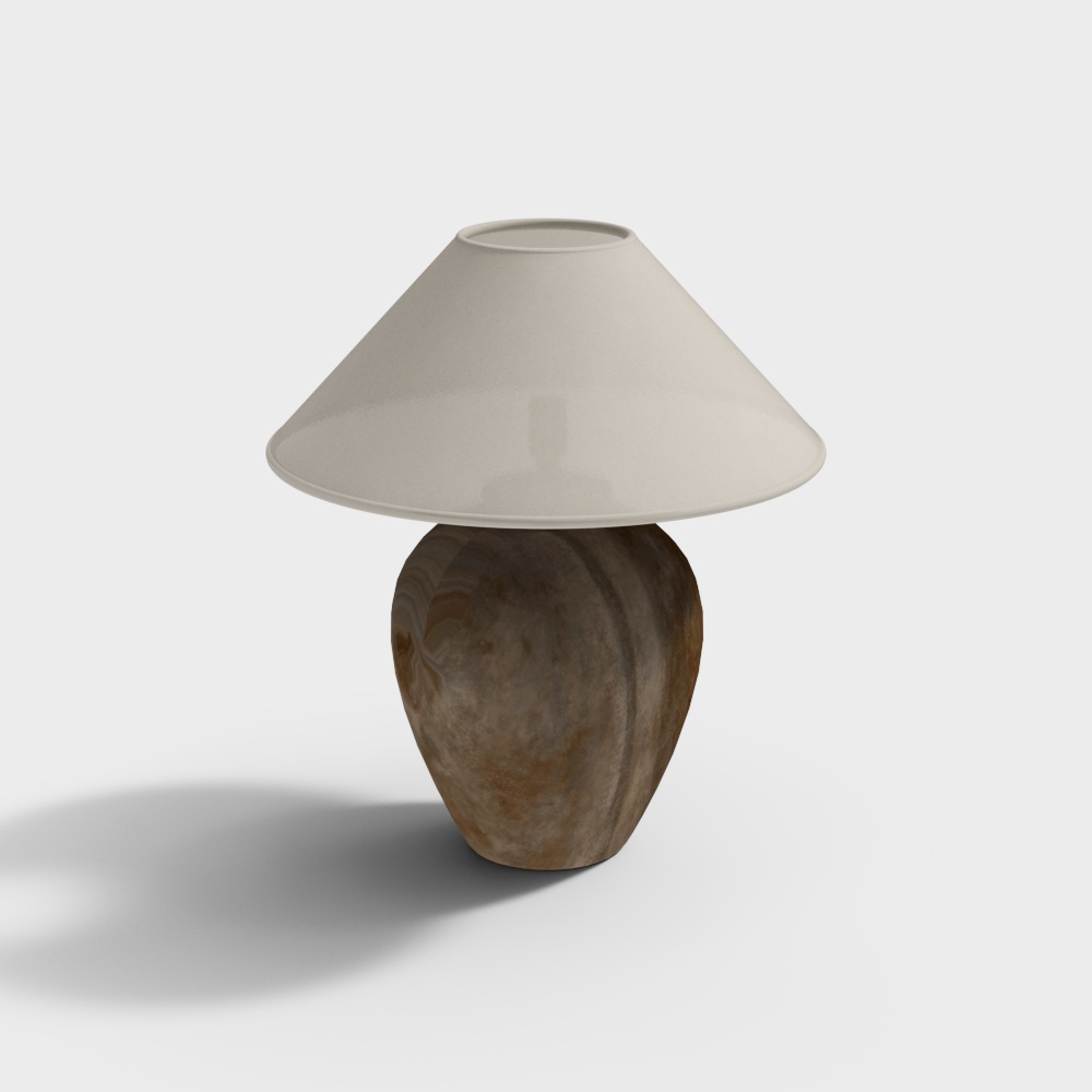 Modern Low-Polygon Table Lamp 3D Model – Wooden Design