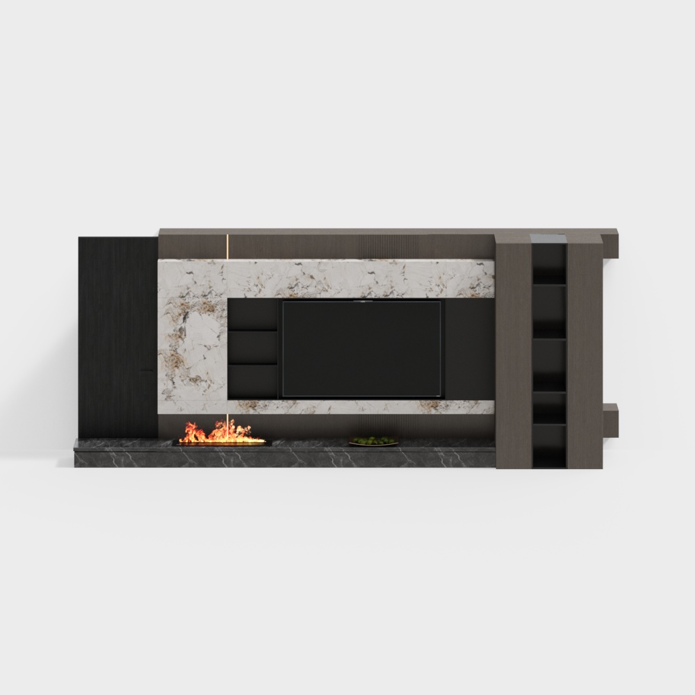 Modernes italienisches Stil-Haushalts-TV-Hintergrundwand mit Kamin