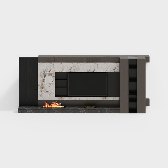 Modernes italienisches Stil-Haushalts-TV-Hintergrundwand mit Kamin