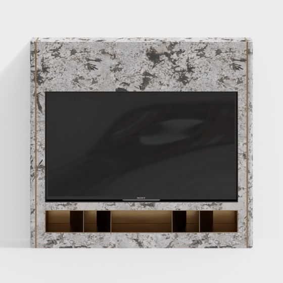 Elegant Marble TV Stand 3D model for Modern Interiors