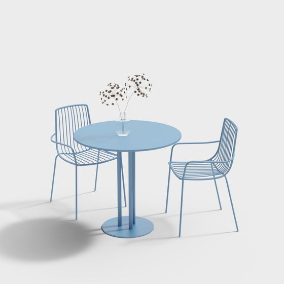 Chic Minimalist Outdoor Table and Chairs 3D model