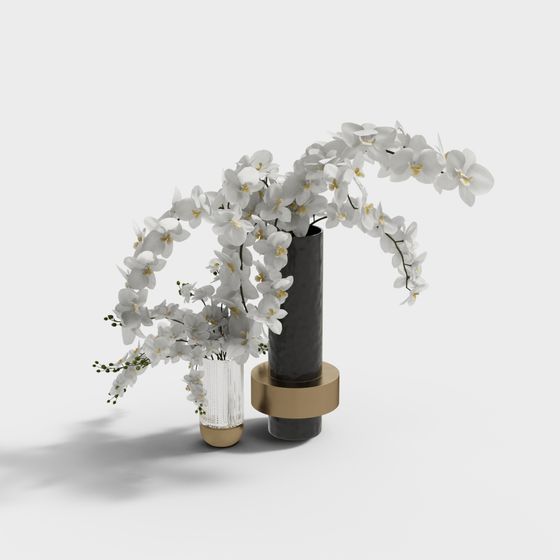 Elegant Low-Poly Vase Set 3D model