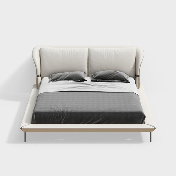 Elegant Low Poly Bed 3D model for Modern Interiors