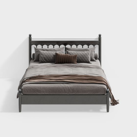 Elegant Low-Poly Bed Frame 3D model