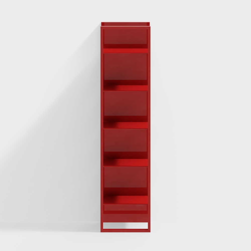 Stylish Low-poly Red Bookshelf – Minimalist Scandinavian Design