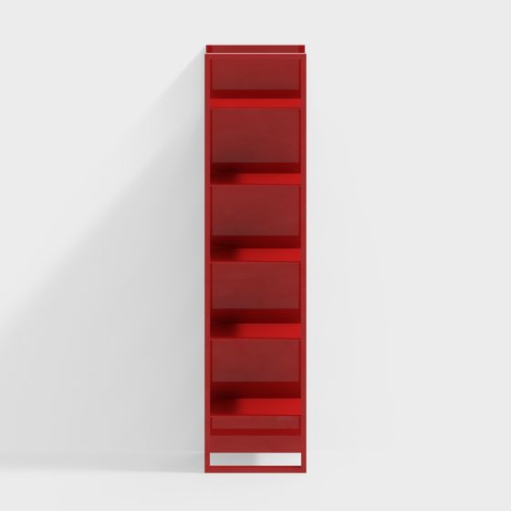 Stylish Low-poly Red Bookshelf 3D model