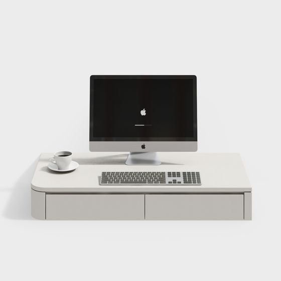 Contemporary Gray Desk 3D Model