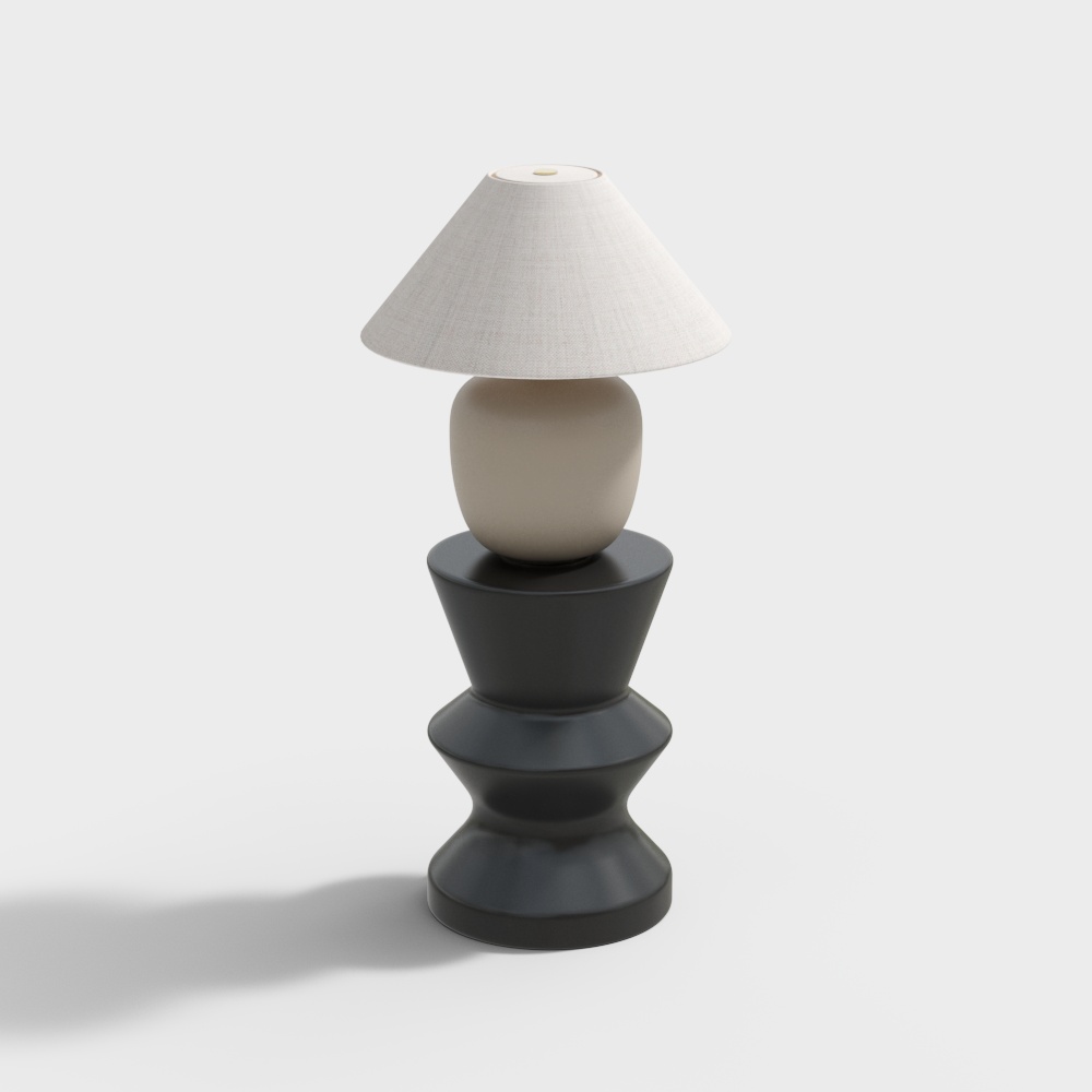Modern Low-Poly Table Lamp 3D Model – Cylindrical Base