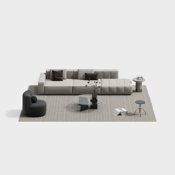 Stylish Urban Living Room 3D model