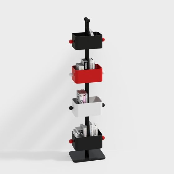 Stylish Low-Polygon Bookshelf 3D model