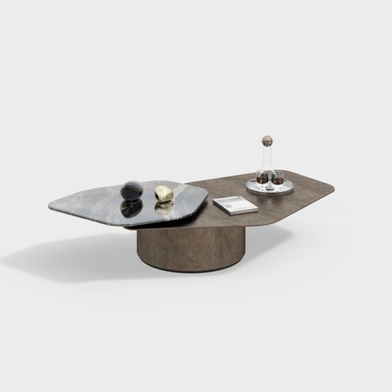 Streamlined Marble Coffee Table 3D model