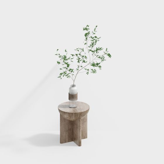 Minimalist Wooden Side Table 3D model