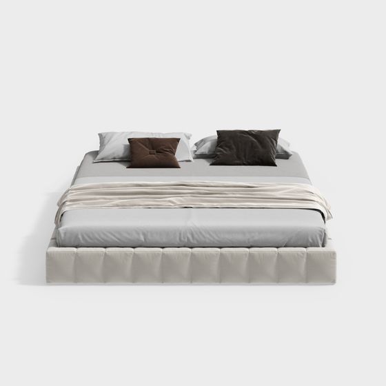 Elegant Minimalist Bed 3D model for Modern Interiors