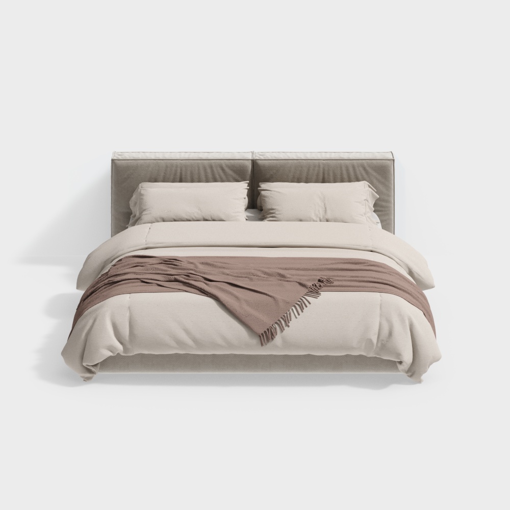 Простая, элегантная двуспальная кровать в традиционной японской главной спальне