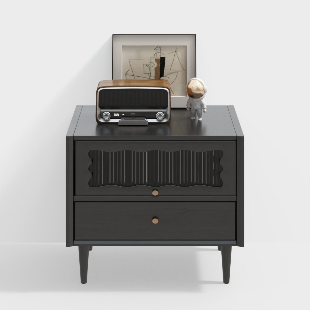 Vintage Nightstand 3D Model – Retro Wood Design