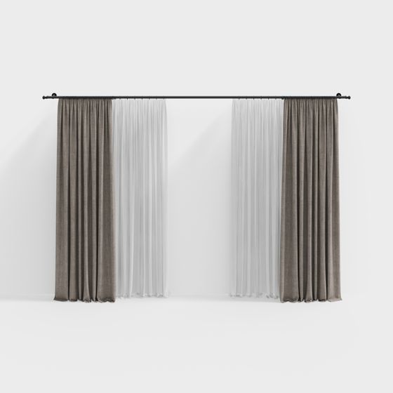 Stylish 3D Curtain Model for Contemporary Spaces