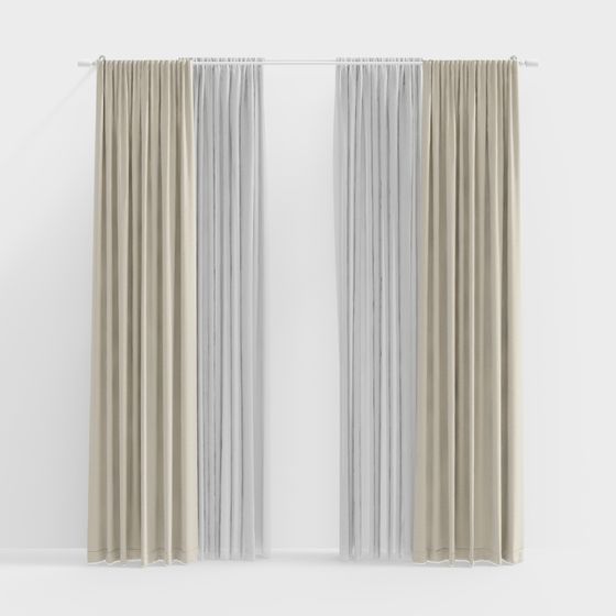 Chic Curtain 3D Model for Contemporary Spaces