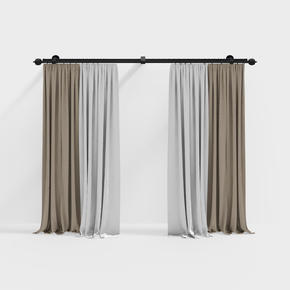 ฉากกั้นในห้องนอนหลักที่มีม่านสไตล์วาบิซาบิ