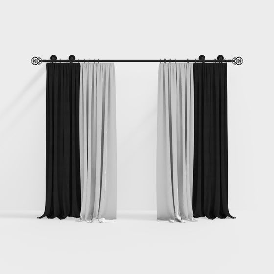 Elegant Sheer Curtain 3D model for Modern Interiors