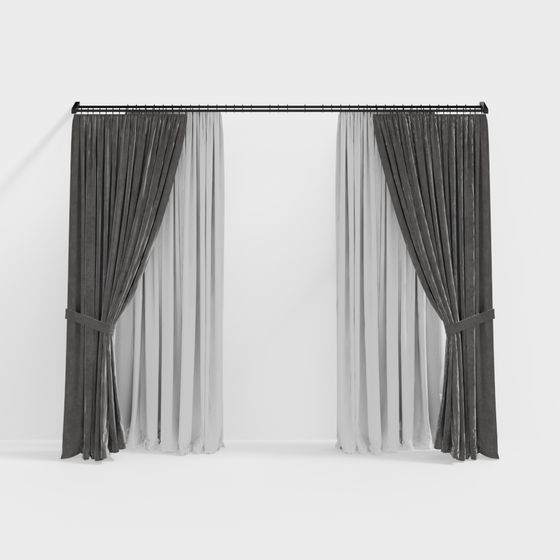 Stylish Low-Poly High-Detail Curtain 3D Model for Modern Spaces