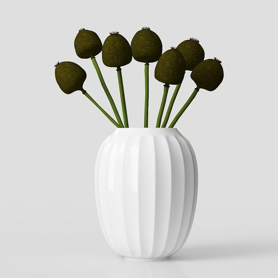 Vase and Poppy Low-Poly 3D model for Creative Projects