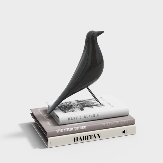 Black Bird on Books 3D model