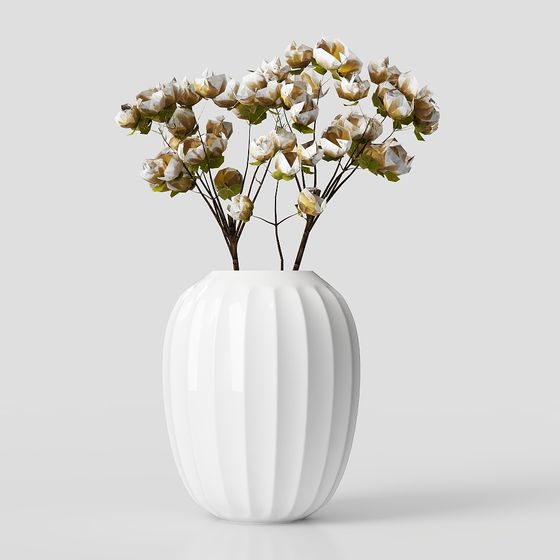 Elegant Vase with Dried Flowers 3D model