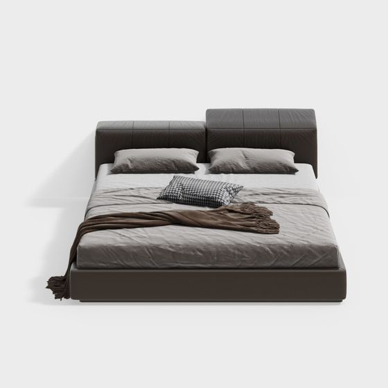 Modern Gray Italian-Style Double Bed
