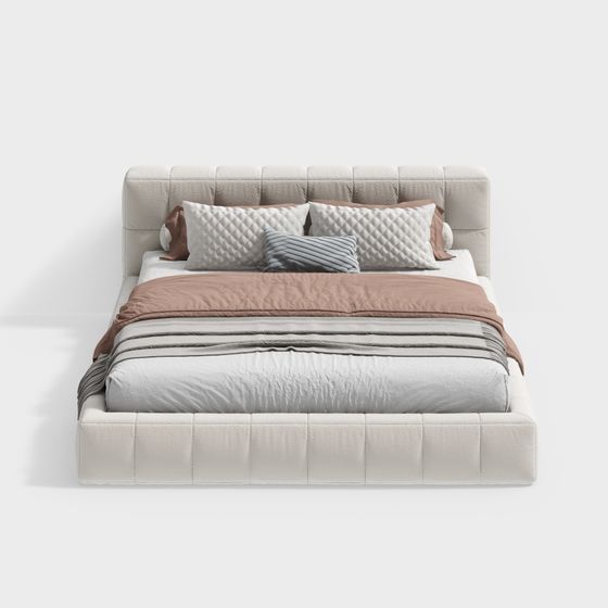 Elegant Minimalist Bed 3D model