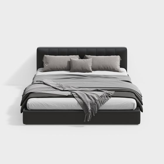 Elegant Low Poly Bed 3D model for Stylish Interiors