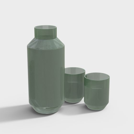Stylish Glassware Set 3D model for Contemporary Spaces