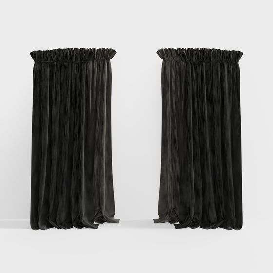 Stylish Velvet Curtains 3D model for Modern Interiors