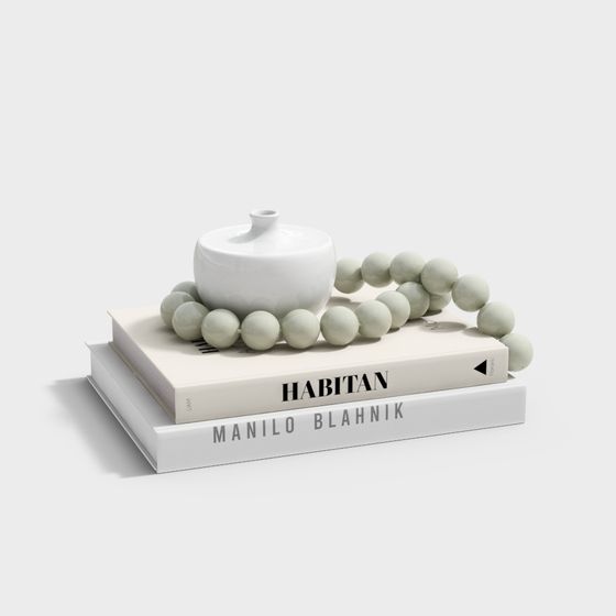 Minimalist Bookshelf Decor Set 3D model