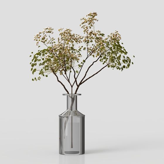 Glass Vase with Tree 3D model