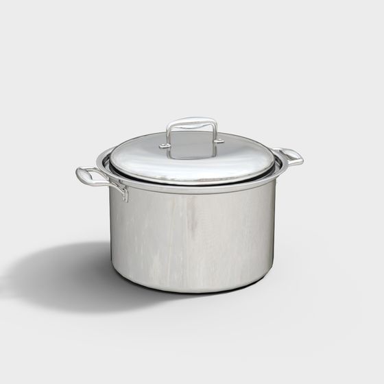 Sleek Stainless Steel Pot 3D model for Kitchen