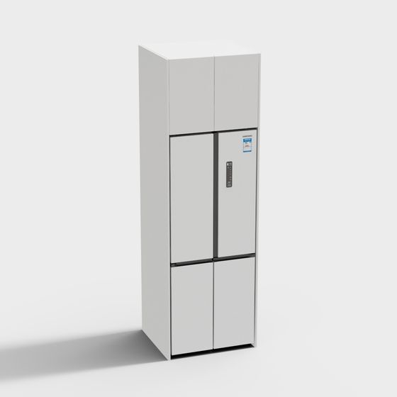 Stylish Four-Door Refrigerator 3D Model