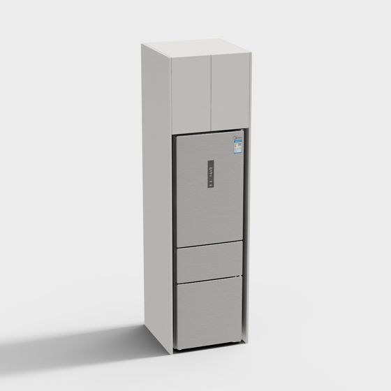Refrigerator Set 3D Model in Gray