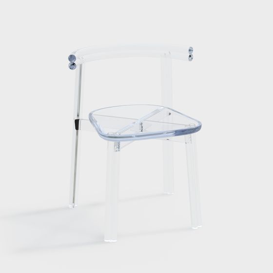 Transparent Plastic Chair 3D model in Low Poly Style