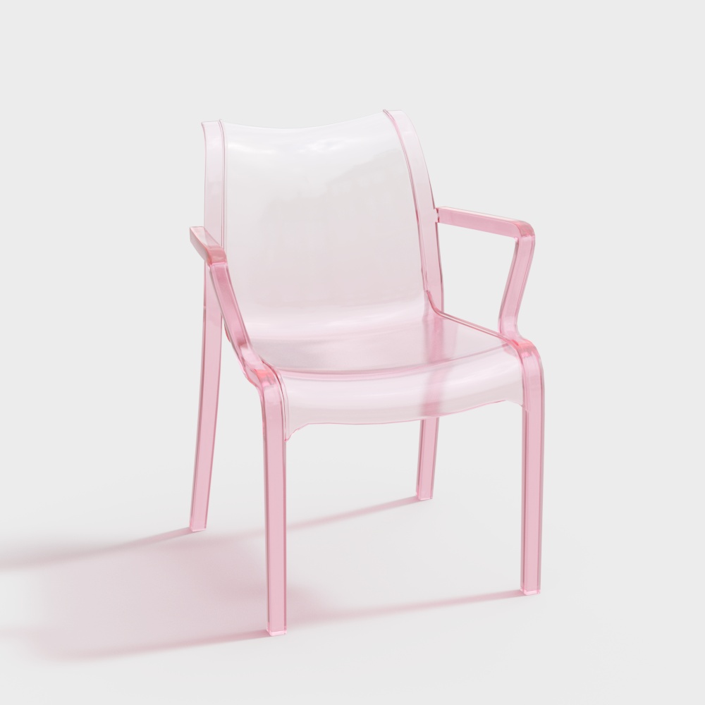 Transparent Pink Armchair 3D Model – Low-Poly Translucent Design
