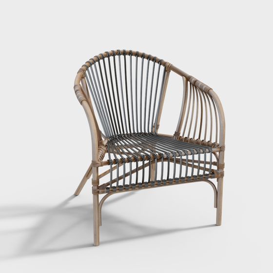 Tropical Inspired Rattan Chair 3D model