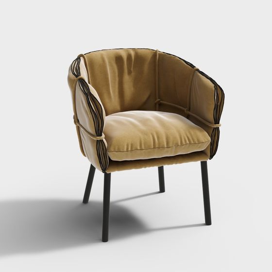 Cozy Velvet Chair 3D model